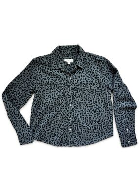 beachlunchlounge Grey Leopard Print Button-Down Shirt